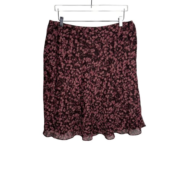 VTG‎ Liz & Co. Cottagecore Whimsigoth Brown Floral Vines A-Line Skirt Size 14 - Picture 1 of 8
